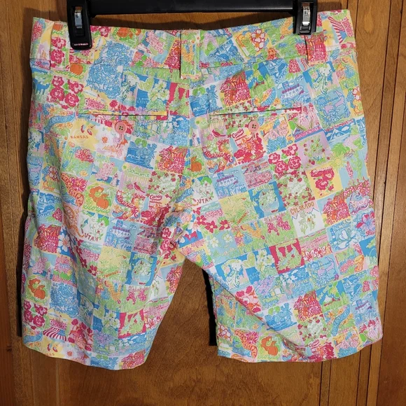 Lilly Pulitzer Bermuda 10" Inseam Pastel Shorts, State of Mind, Sz 2, S. - Picture 2 of 3